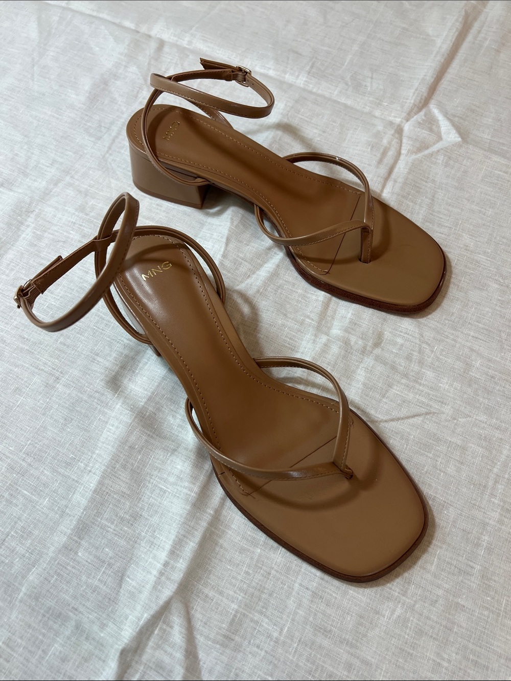 Mango Brown Square-Toe Ankle Strap Block Heel Sandals. Size 9. (40EU). NWOB - Picture 5 of 6